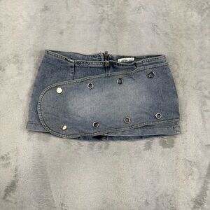 French Kiss mini micro denim skirt with unique fold over design skort sz small